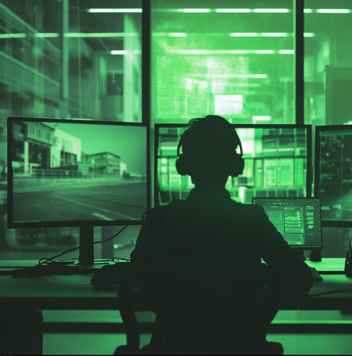 security guard monitoring incident-command-center